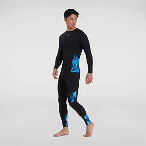 Men's Printed Long Sleeved Sun Protection Top Black/Blue