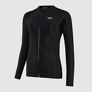 Haut de maillot Femme de protection solaire zippé à manches longues noir