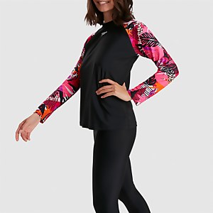 Women's Printed Long Sleeved Sun Protection Top Black/Pink