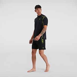 Haut de maillot Homme de protection solaire Tech à manches courtes noir/vert