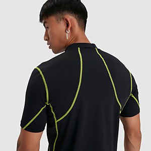 Haut de maillot Homme de protection solaire Tech à manches courtes noir/vert