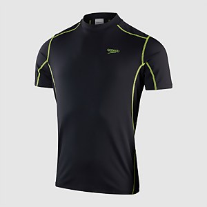 Haut de maillot Homme de protection solaire Tech à manches courtes noir/vert