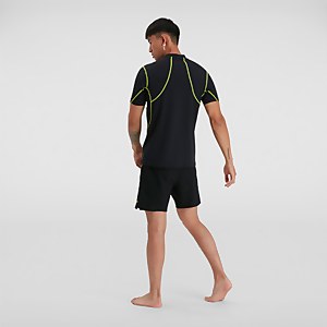 Haut de maillot Homme de protection solaire Tech à manches courtes noir/vert