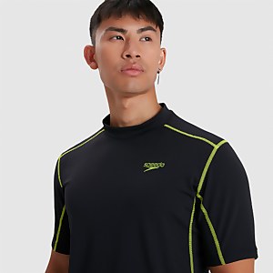 Haut de maillot Homme de protection solaire Tech à manches courtes noir/vert