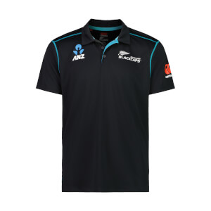 MENS BLACKCAPS NZ CRICKET TRAVEL POLO - BLACK - XS