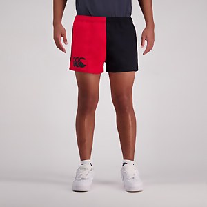 Adult Unisex Cotton Twill Harlequin Shorts Scarlet/Black