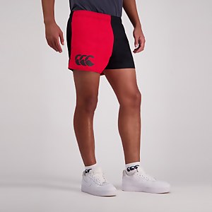 Adult Unisex Cotton Twill Harlequin Shorts Scarlet/Black
