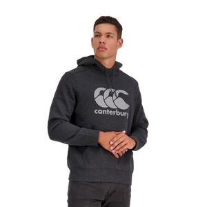 Mens Logo Over The Head Hoodie in Black-S