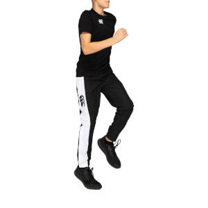 CANTERBURY KIDS TAPER LEG STRIPE CUFFED TRACK PANT - BLACK