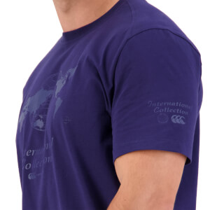 Mens International Short Sleeve Long Length T-Shirt in Blue
