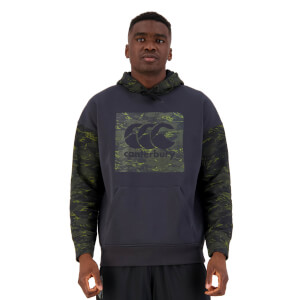 Mens Militia Over Head Oversized Hoodie in Black-XS