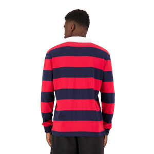 MENS YARN DYE STRIPE RUGBY JERSEY - RED