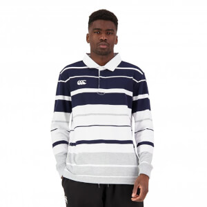 Mens Yarn Dye Stripe Rugby Jersey in Navy-XS