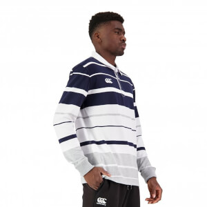 Mens Yarn Dye Stripe Rugby Jersey in Navy