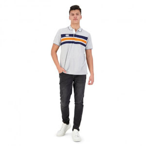 Mens Chest Stripe Polo in Grey