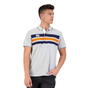 Mens Chest Stripe Polo in Grey