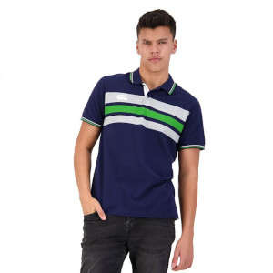 MENS CHEST STRIPE POLO - BLUE