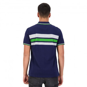 MENS CHEST STRIPE POLO - BLUE