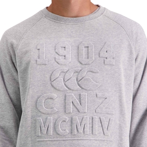 MENS OF NZ EMBOSS CREW NECK SWEATER - GREY