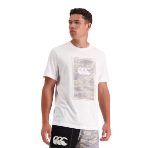 Mens Militia Chest Print Short Sleeve T-Shirt in White-XS