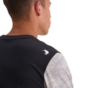 Mens Militia Short Sleeve Panel T-Shirt in Black