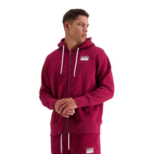 Mens Full Zip Hooded Sweatshirt in Maroon