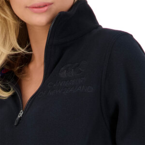 WOMENS OF NZ 1/4 ZIP FLEECE HOODIE - BLACK