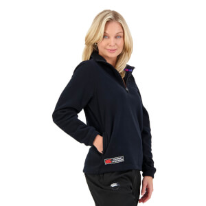 WOMENS OF NZ 1/4 ZIP FLEECE HOODIE - BLACK
