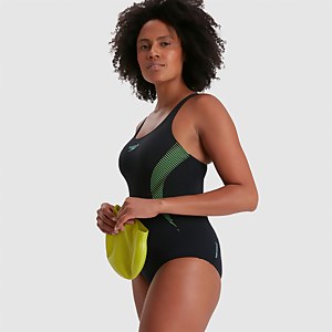 Maillot de bain Femme Placement Muscleback noir/bleu