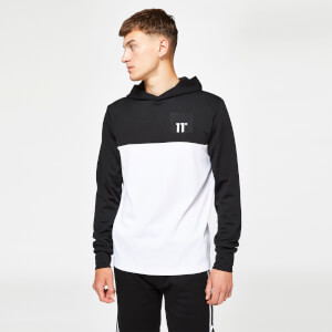 11 Degrees Textured Block Pullover Hoodie – White/Black