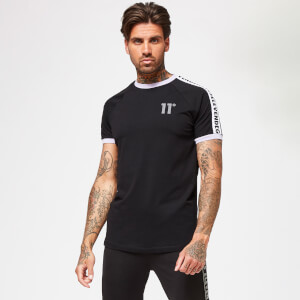 Ring-T-Shirt mit Markenstreifen – schwarz/fliederfarben