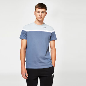 Kontrast-T-Shirt – grau/blaugrau/weiß