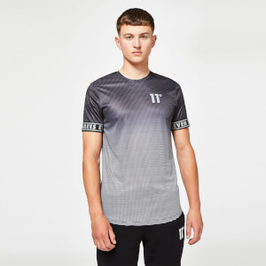 Geo-T-Shirt (muskelbetonend) – schwarz/weißgrau