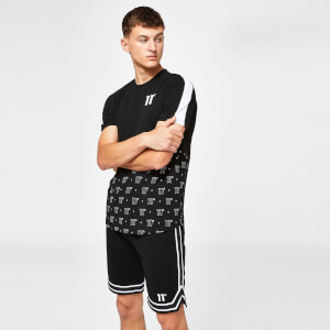 Cut & Sew Panel Muscle Fit Short Sleeve T-Shirt – Black / White