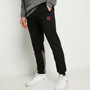 11 Degrees Cut and Sew Piped Track Pants - Black/Charcoal/Ski Patrol Red