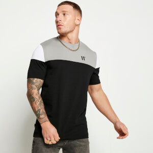 Cut and Sew Short Sleeve T-Shirt – Black / Silver / White