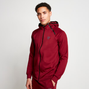 11 Degrees Zip Detail Track Top with Hood - Pomegranate