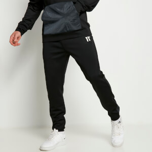 11 Degrees Mixed Fabric Cut and Sew Track Pants - Black/Charcoal
