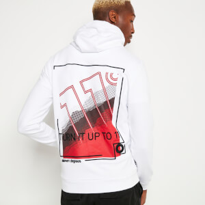 Back Graphic Pullover Hoodie – White / Goji Berry Red