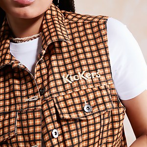Women's Check Cropped Denim Jacket Multi