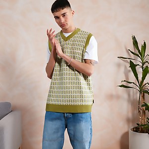 Women's Retro Print Knitted Vest - XS