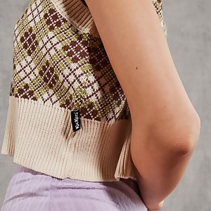 Women's Gingham Cropped Knit Vest