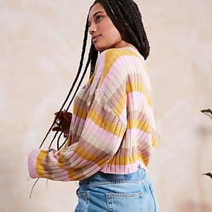 Women's Multi Stripe Cropped Knit - XS