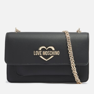 Love Moschino Women's Heart Logo Flap Cross Body Bag - Black