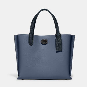 Coach Women's Colorblock With Coated Canvas Signature Interior Willow Tote Bag 24 - Washed Chambray Multi