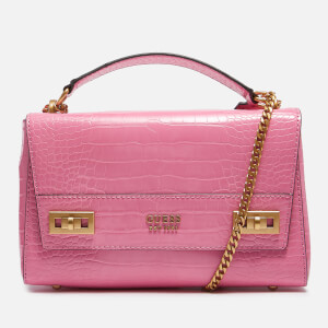 Guess Women's Katey Croc Flap Shoulder Bag - Bright Pink