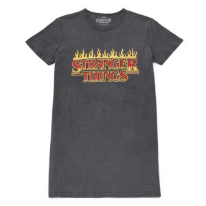 Stranger Things ST Thrash T-Shirt Dress Donna- Nero Acid Wash