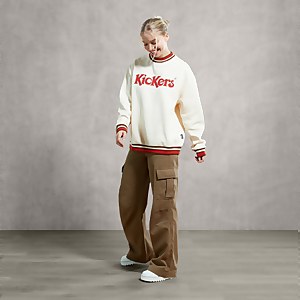 Women's Sweatshirt With Red Logo Applique Cream - L