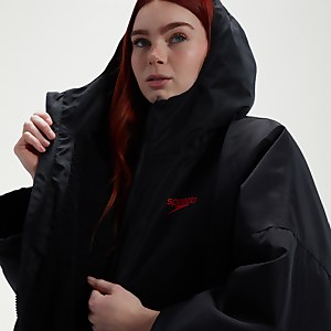 Poncho de change plage Adulte Noir/Rouge