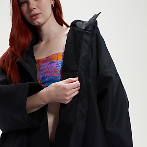 Poncho de change plage Adulte Noir/Rouge